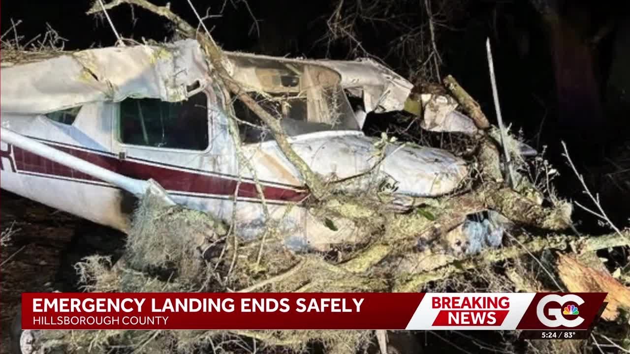 Pilot walks away uninjured after plane makes emergency landing in Hillsborough County