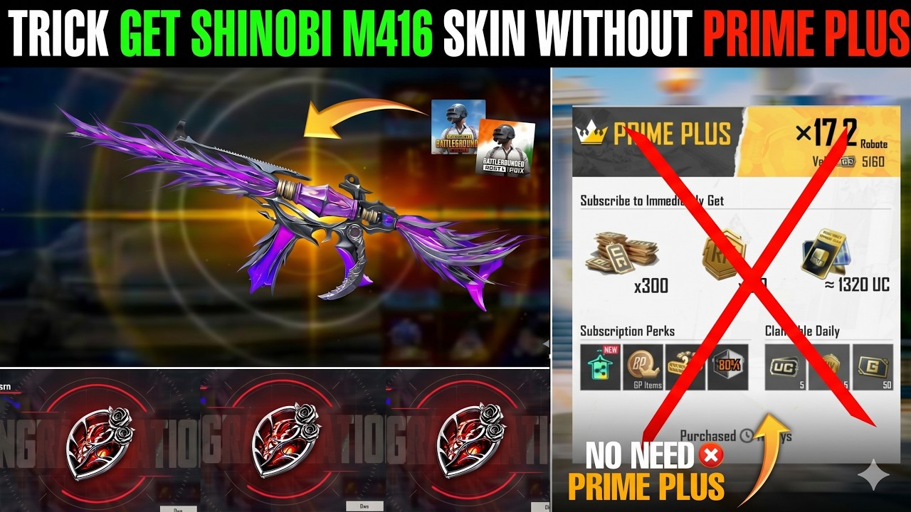🤫Trick Get Shinobi M416 Without Prime Plus | How To Get New M416 Skin In Bgmi