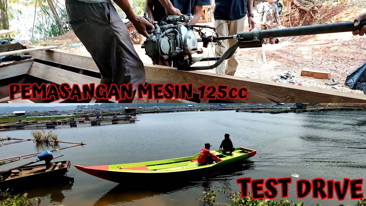Proses akhir perahu drum plastik || Pemasangan mesin 125cc, finishing & test drive