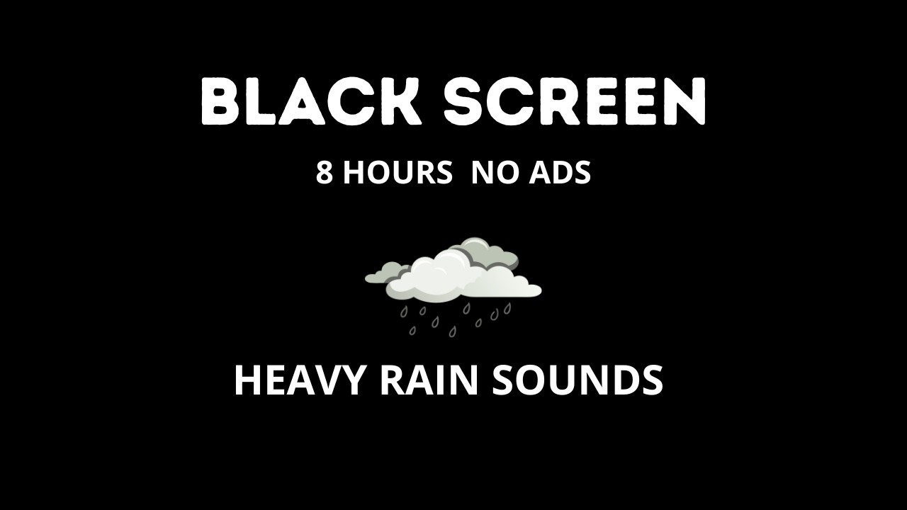 Heavy Night Rain Sounds for Deep Sleep Black Screen (8 Hours) | No Thunder, No Music for Insomnia