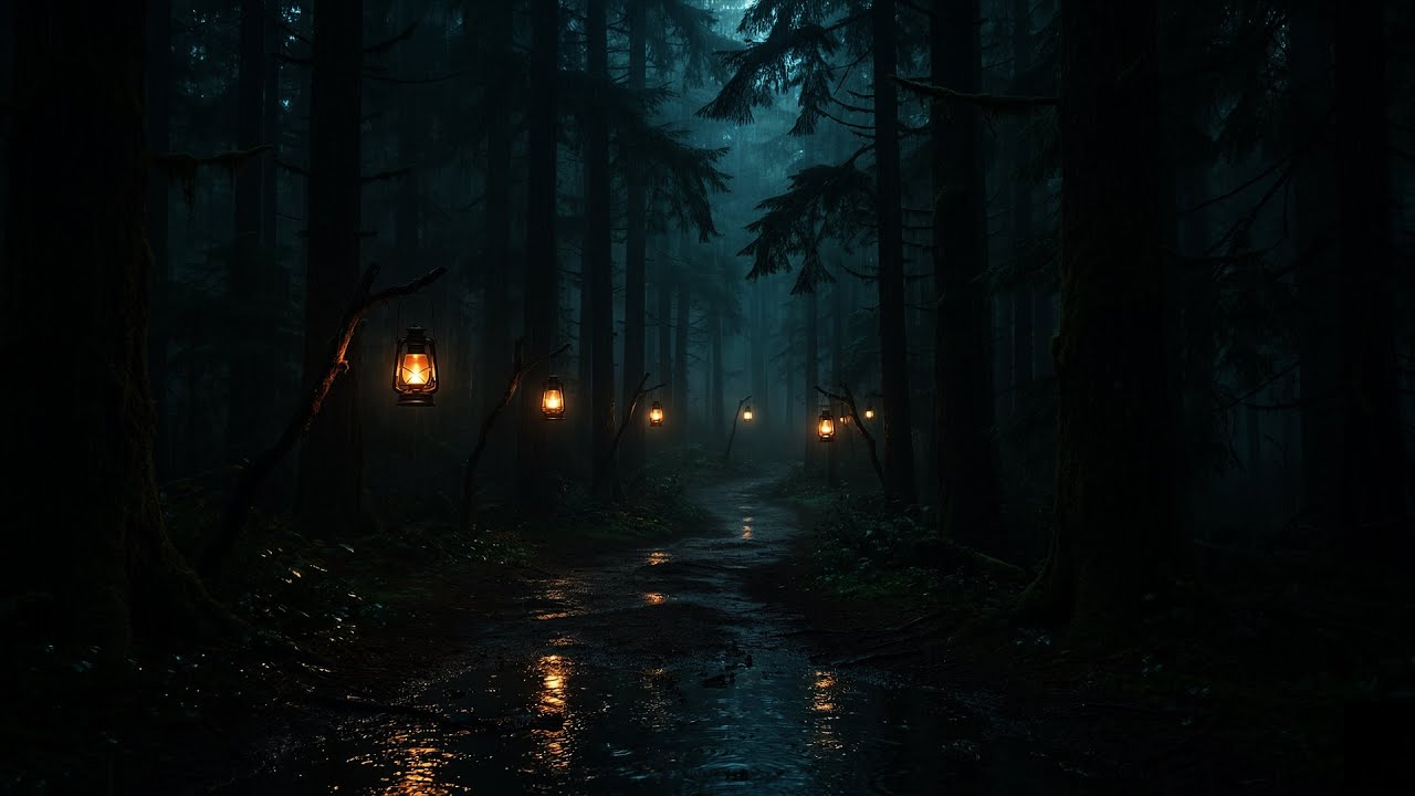 Lonely Rainfall Outside a Dark Cabin Bedroom 🌧 (No Ads) | Sleep in Pure Stillness