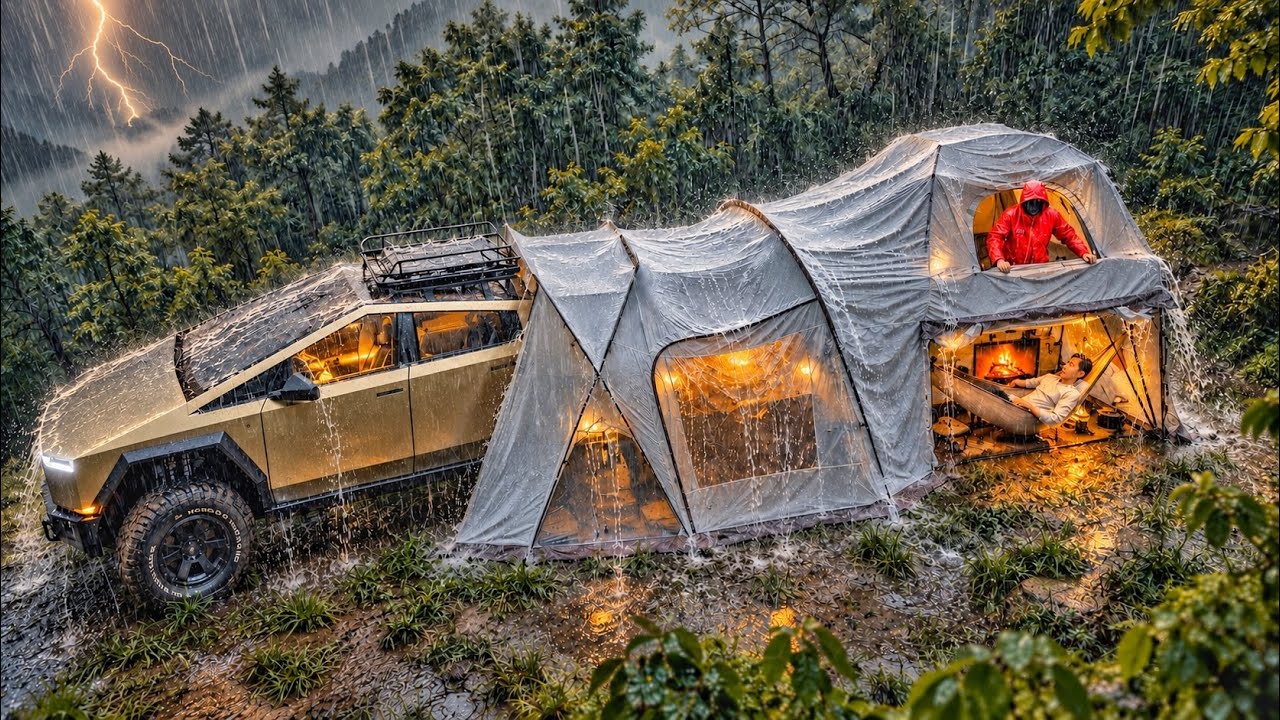 KEMPING W ULEWNYM DESZCZU ⛈️ ŻYCIE W OGROMNYM DWUPIĘTROWYM NAMIOCIE