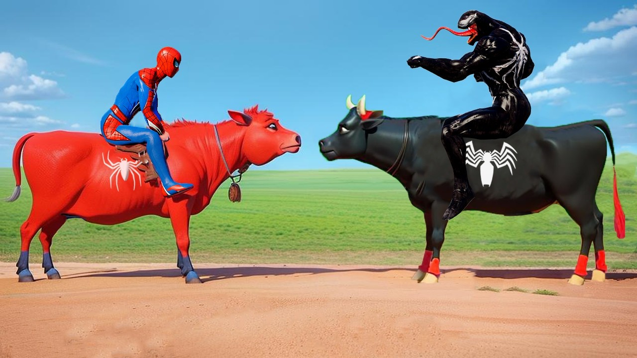 Superhero Cow Player and Spiderman Try to Survive a Bridge Full of Crazy in the Most Extreme GTA V