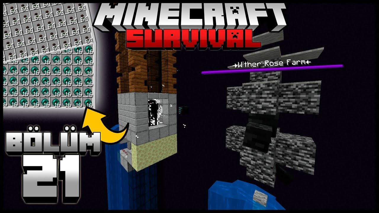 WİTHER GÜLÜ FARMI, SINIRSIZ SİYAH BOYA ve İNCİ!┇Minecraft Survival ▹Bölüm 21