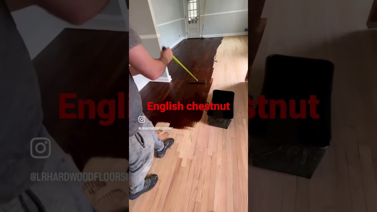 Apply stain from @minwaxusa english chestnut #stain #hardwoodfloors #sand #work #sand #construction