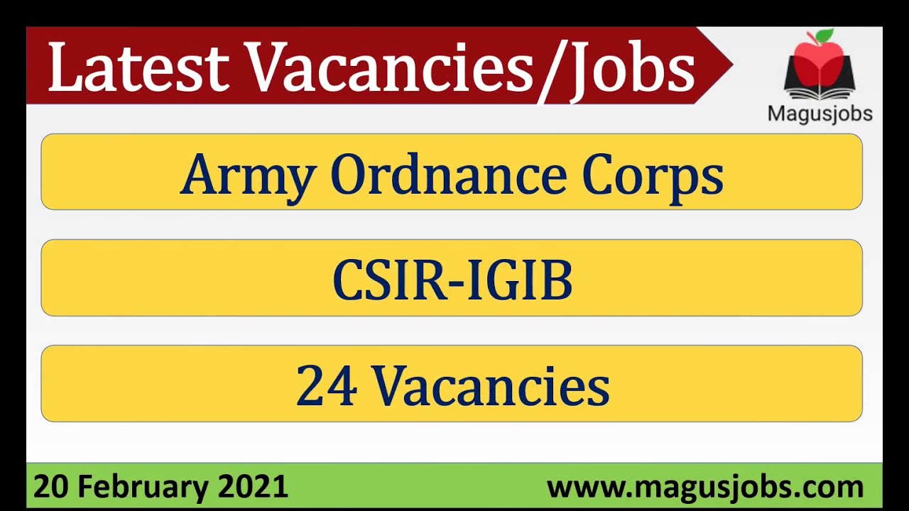 Army Ordnance Corps | CSIR-IGIB | Recruitment 2021