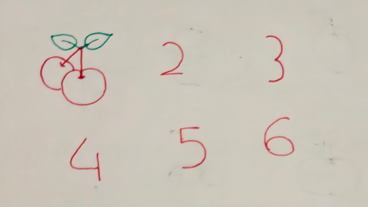 Fruits draw with 1 to 6 number 