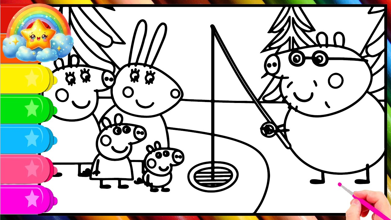 Peppa Pig Dad's Lost her keys car in a hole || Learn  to draw and color Peppa Pig pages