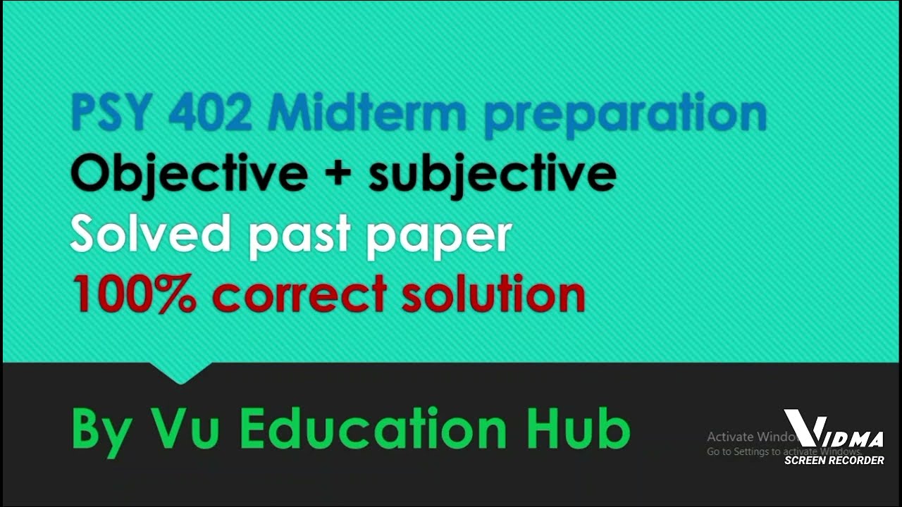 PSY 402 MIDTERM PREPARATION | psy 402 most repeated MCQ’s || psy 402 midterm lateast