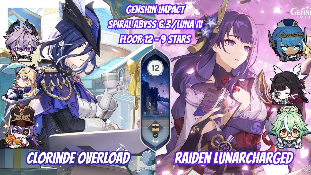 C1 Clorinde Overload & C6 Raiden Lunarcharged | Spiral Abyss 6.3/Luna IV – Genshin Impact