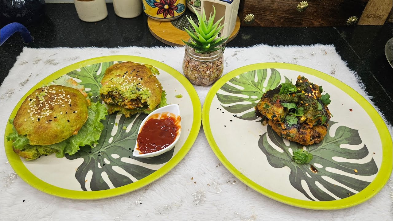 Panjab viral Recipe Sharley My new twist Sharley Burger 🍔 😋 with healthy spinach bun Recipe 😋 