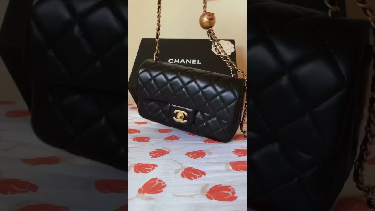 Chanel Pearl Crush Rectangular Mini Flap in Black Lambskin Leather Unboxing | RAYANNA BELTRAN