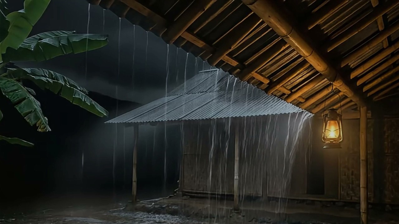 Powerful Rain on a Tin Roof at Midnight | Fall Asleep Fast