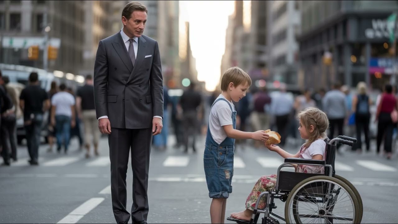 Un millionnaire voit un garçon pauvre nourrir sa fille en fauteuil roulant… et cela change sa vie