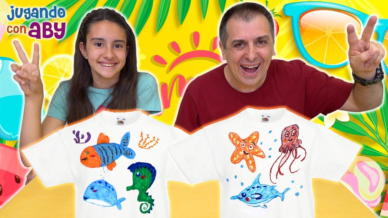 COLOREANDO CAMISETAS de verano con rotuladores brillantes. T-Shirt Challenge | ABY