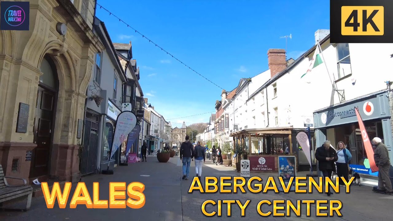 Abergavenny Town Center, Wales | 4K Scenic Walk | Exploring the Historic Town