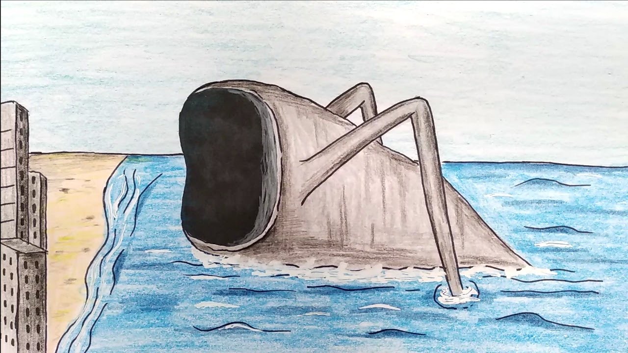 Как нарисовать Морской Пожиратель атакует город