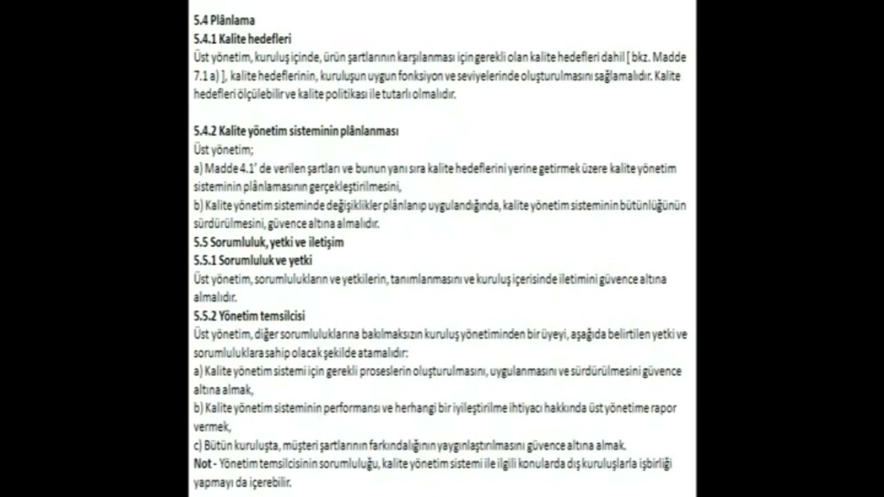 ISO 9001 Yönetim temsilcisi görevleri ve sorumlulukları