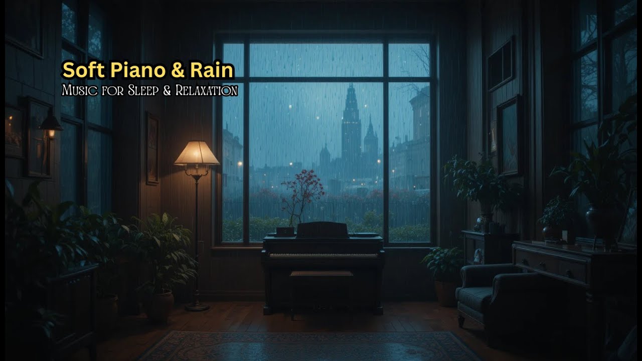 Black Screen Rain Piano for sleep • No Ads • Fall Asleep Instantly & Sleep Better