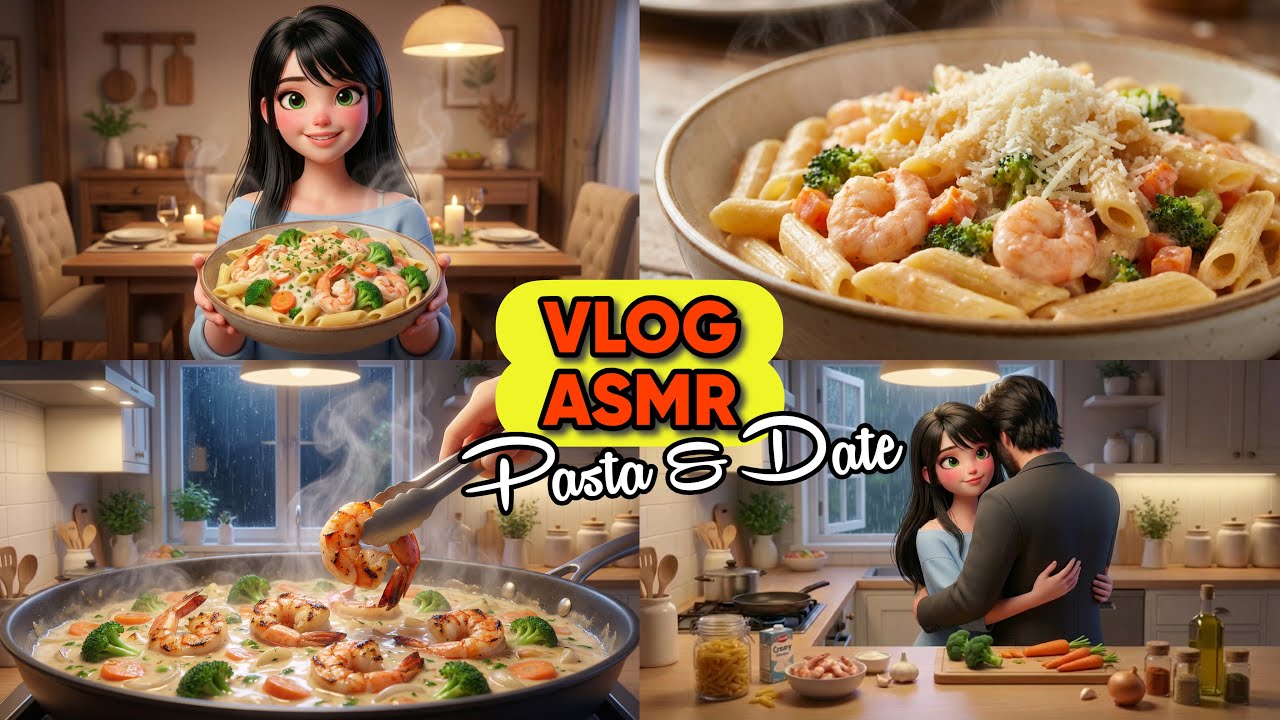 Cozinhando com Barulho de Chuva 🌧️🎧 Receita Relaxante & Date (ASMR) 🍤