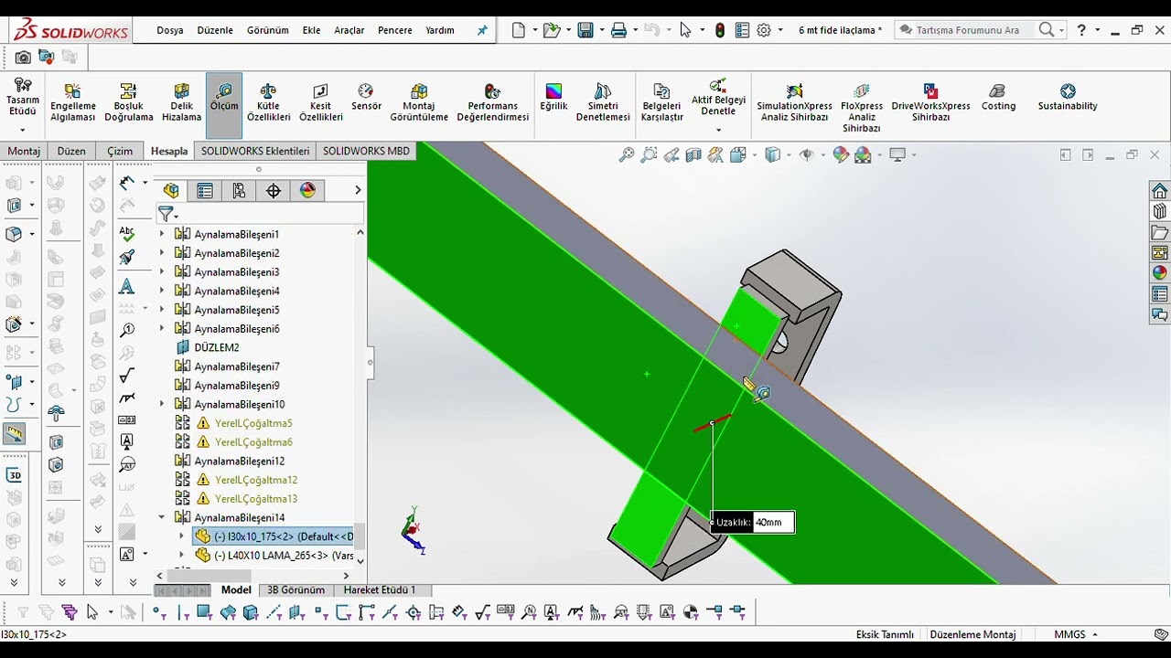 SOLIDWORKS ÖLÇÜM KOMUTU İLE KISA YOLDAN BÜTÜN ÖLÇÜ VE AÇILARI BULMA (MEASURE) #solidworks #3d