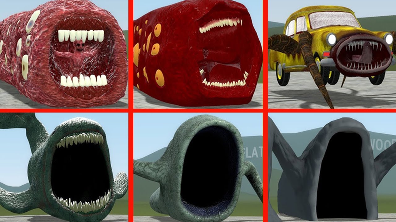 OLD AND NEW UPDATE: SEA EATER, TRAIN EATER, CAR EATER VS ALL TREVOR HENDERSON BATTLE In GMOD!