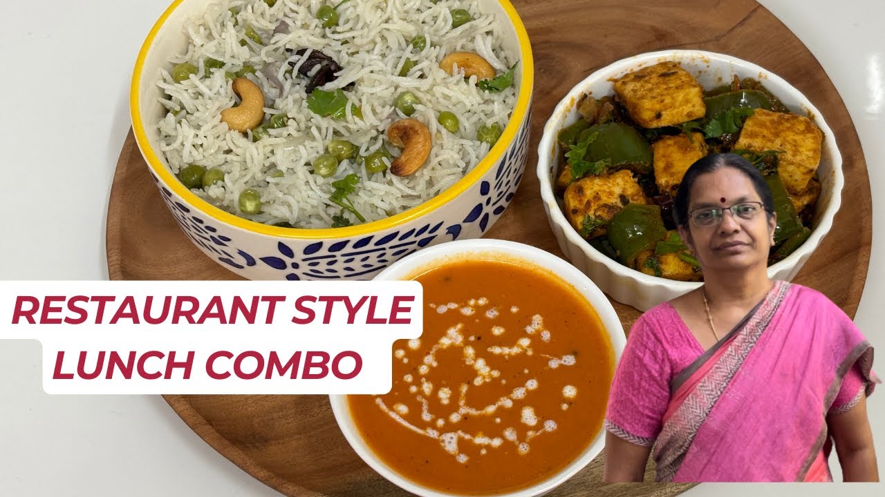 Peas Pulao, Paneer Fry, Creamy Tomato Soup /பீஸ்புலாவ்,பனீர் தவாஃப்ரை,க்ரீமி டொமேட்டோசூப்