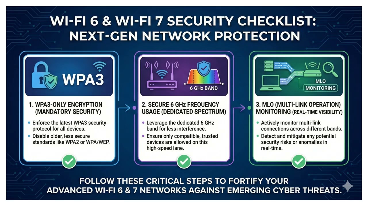 Wi-Fi 6 & Wi-Fi 7 Security Checklist | WPA3, 6 GHz, MLO Explained