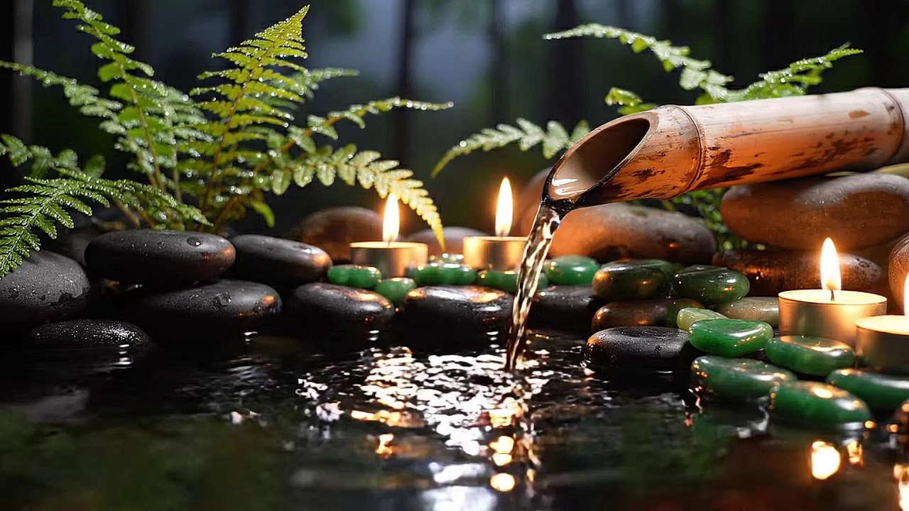 Peaceful Piano + Bamboo Water Sounds 🌿 Deep Healing & Stress Relief