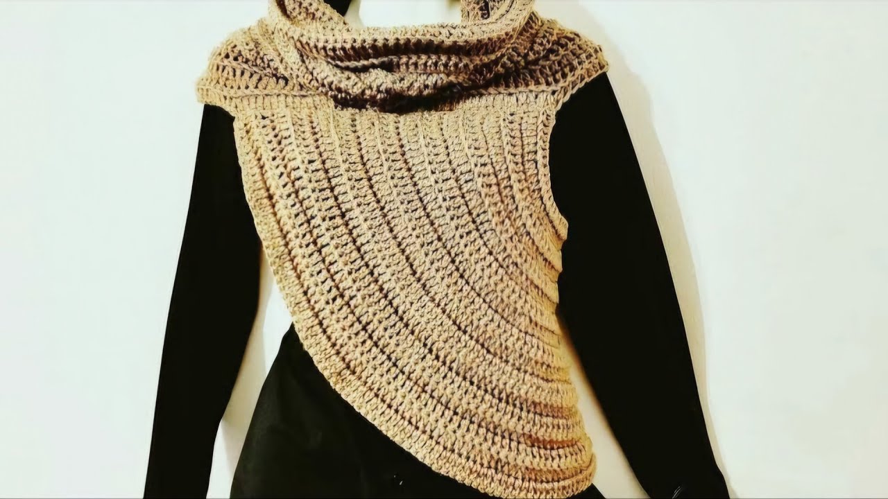 CHALECO  ASIMÉTRICO A CROCHET(ganchillo) facil y abrigador