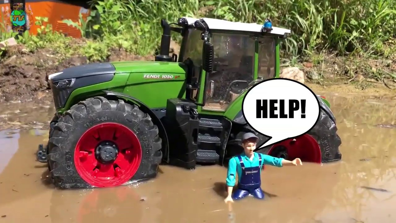 Amazing RC tractor MUD trouble! Bruder toys action story video!