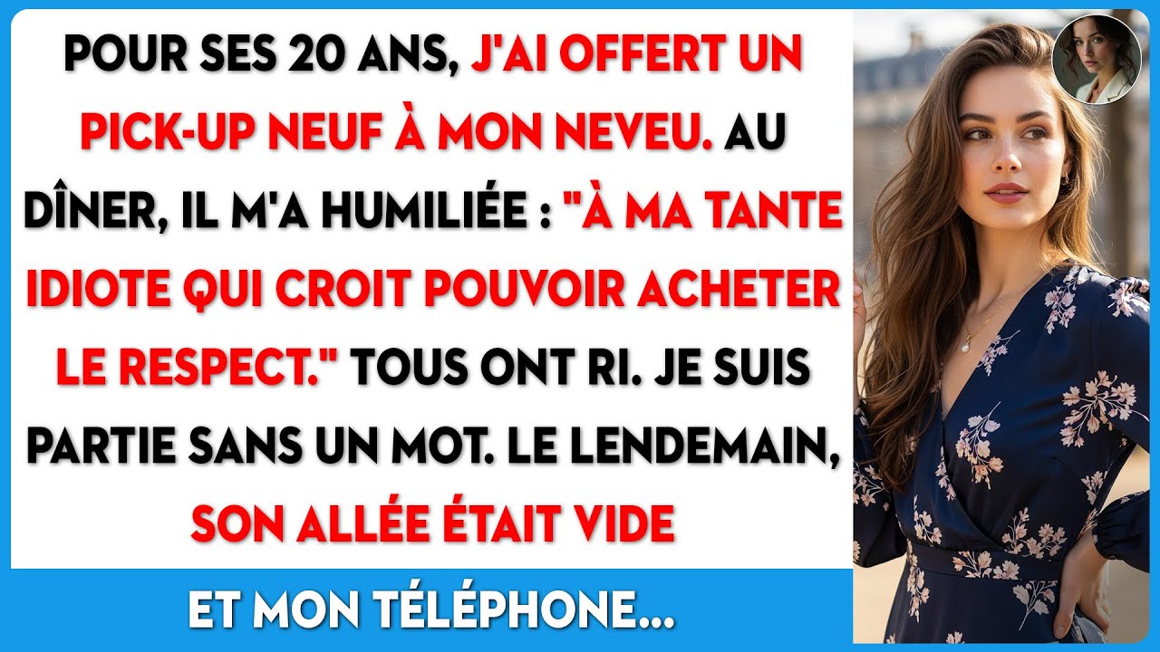 Pour ses 20 ans, j'ai offert un pick-up neuf à mon neveu. Au dîner, il a levé son...