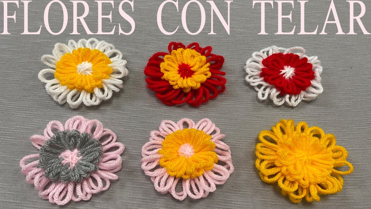COMO HACER FLORES CON TELAR CIRCULAR 🌸🧶