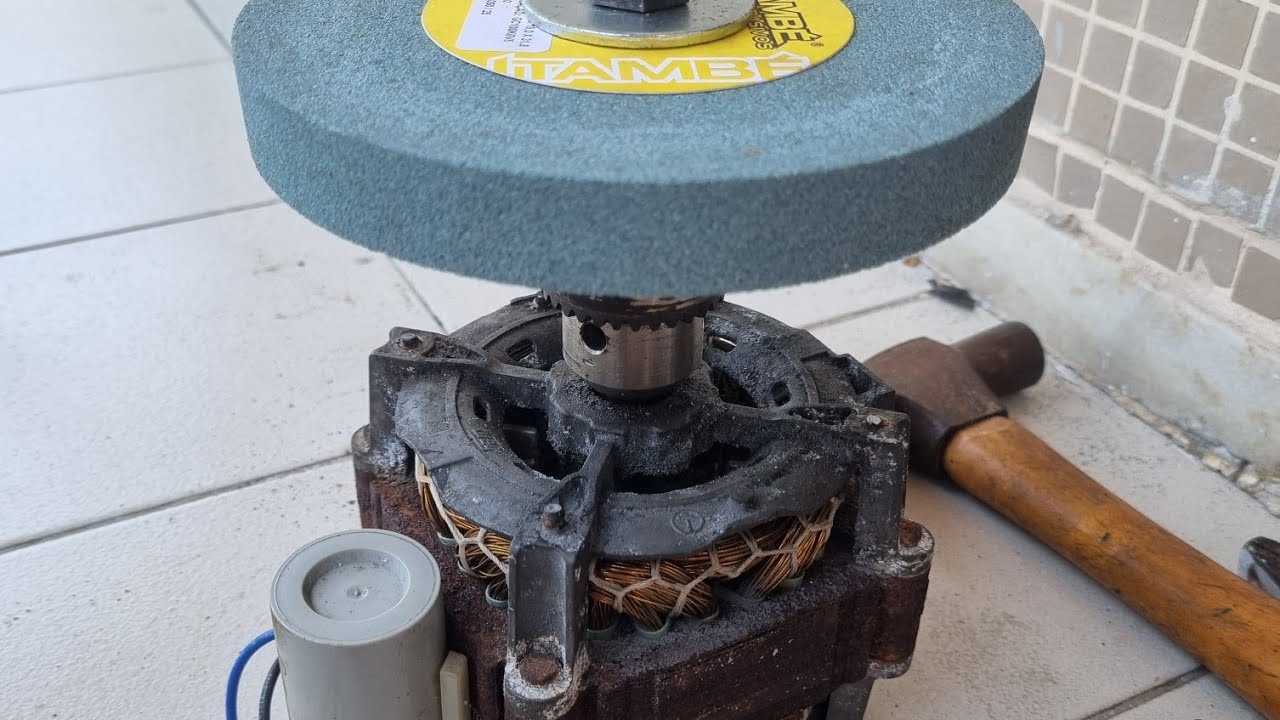 Como fazer um esmeril com motor de tanquinho 