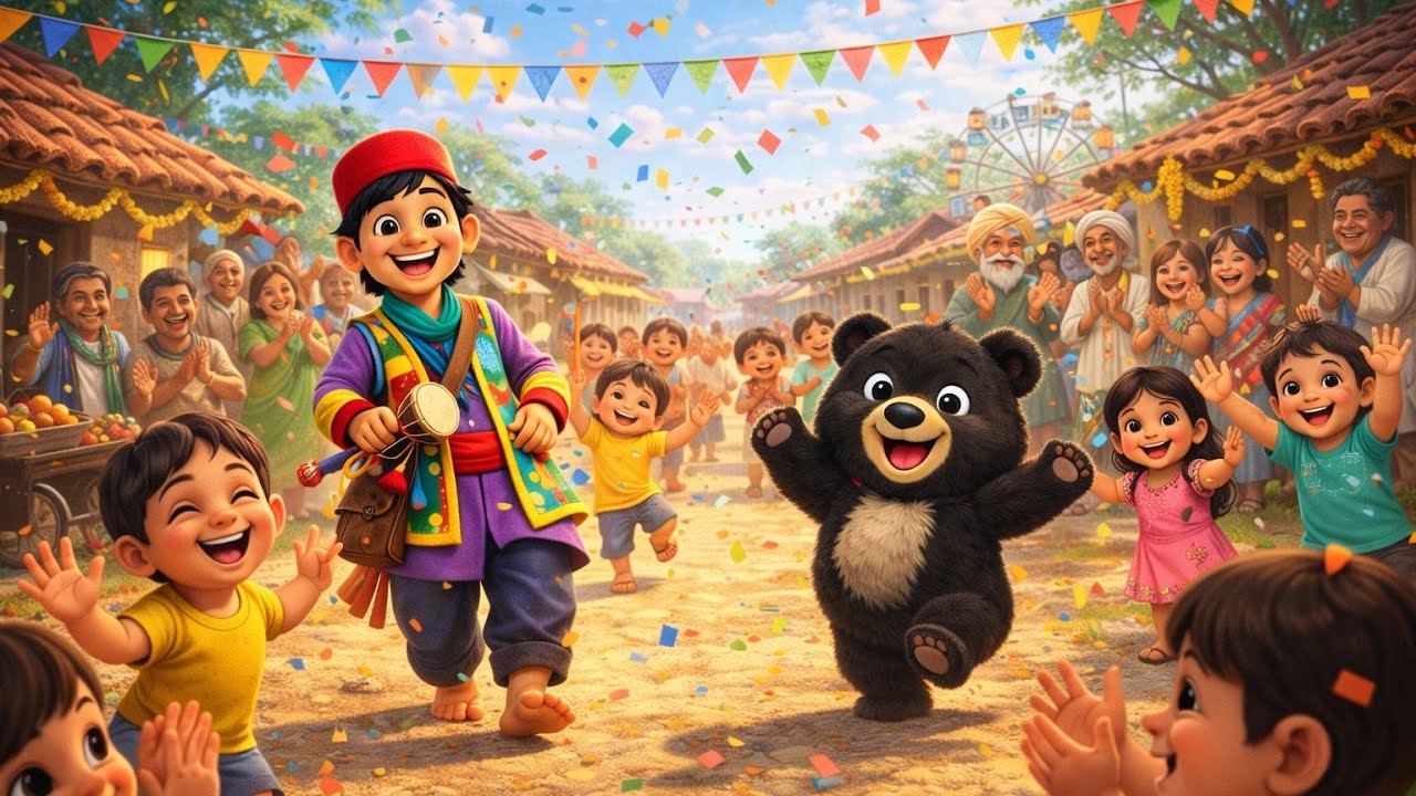 कालू मदारी और भालू की मस्ती 🎶 | Hindi Kids Song | BunnyBoom Toons 