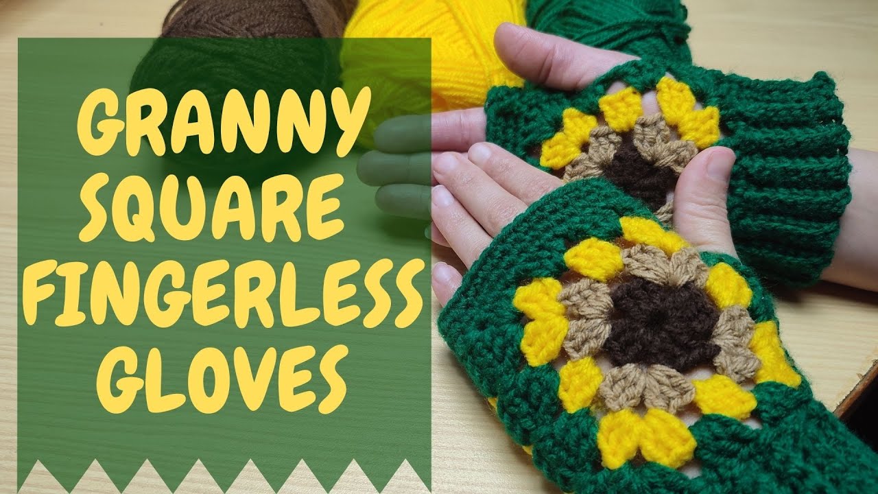 Simple Crochet Granny Square Fingerless Gloves