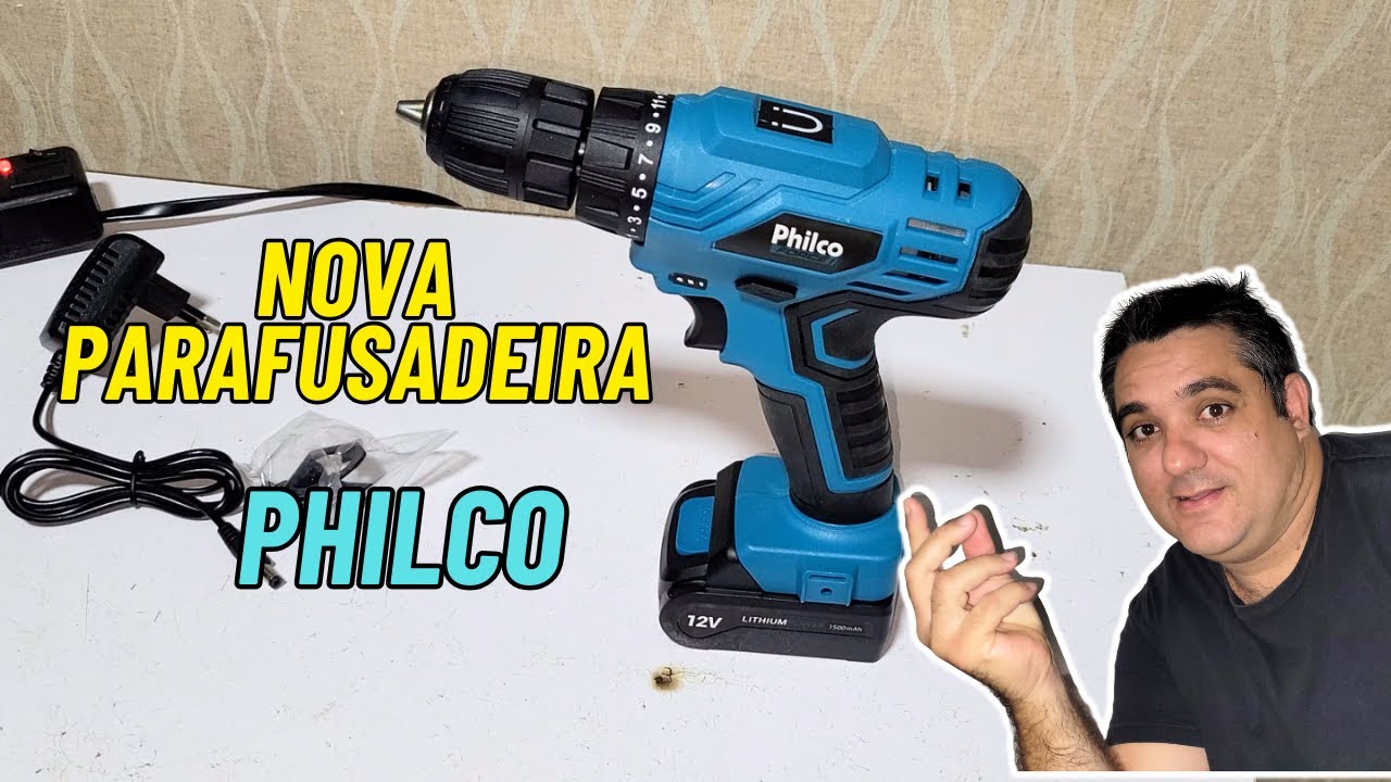 Nova Parafusadeira Philco Force Modelo de 2025, com bateria de 12 Volts Encaixe Slide, Mais Leve
