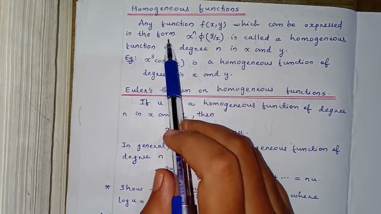 Homogeneous functions and Euler's theorem