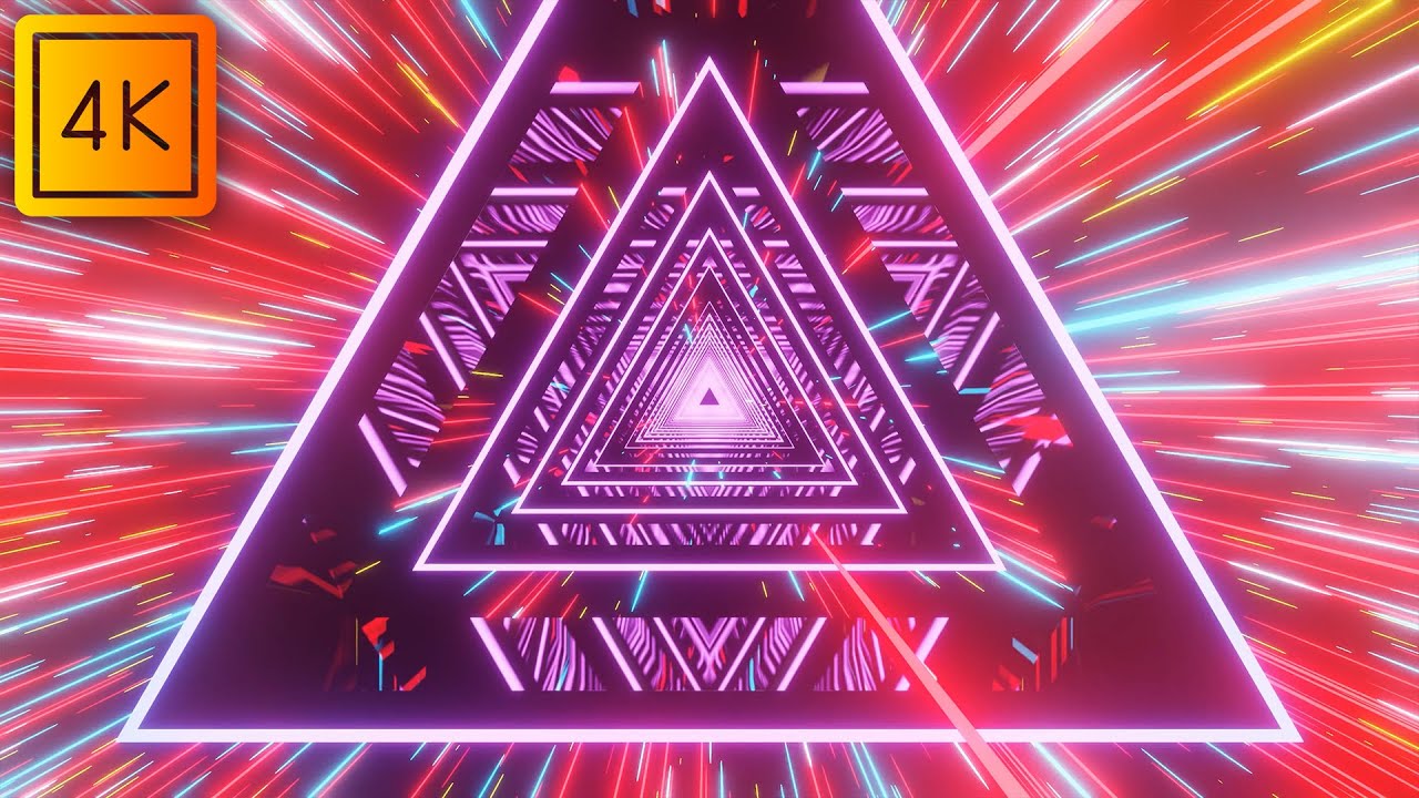 Neon Triangle Warp | 4K VJ Loop | Hyperspace Light Tunnel Animation