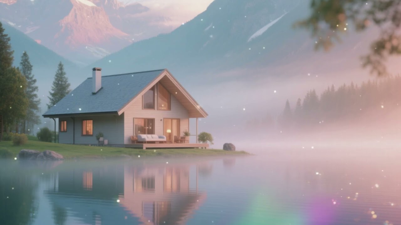 Warm Cabin Window by a Winter Lake ❄️ | Cozy TV Background