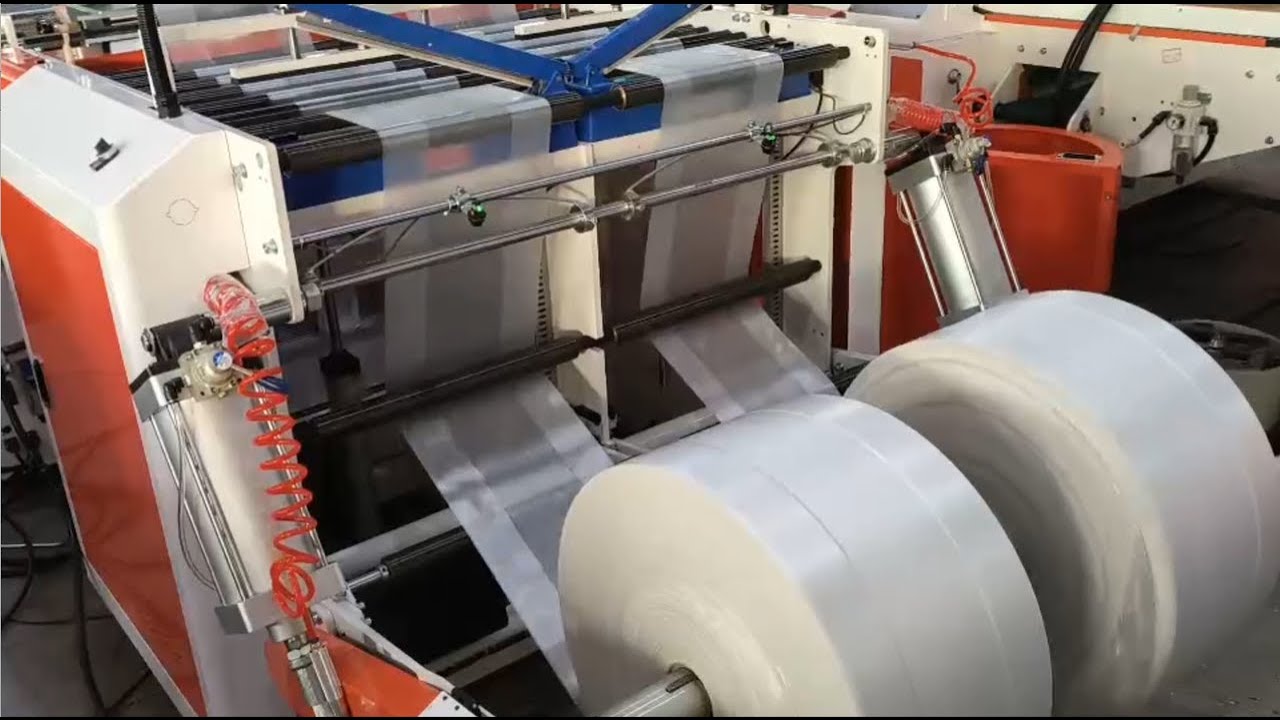 Double Web Guiding System in Zhongfeng bag making machine, all controlled by servo motors #machine