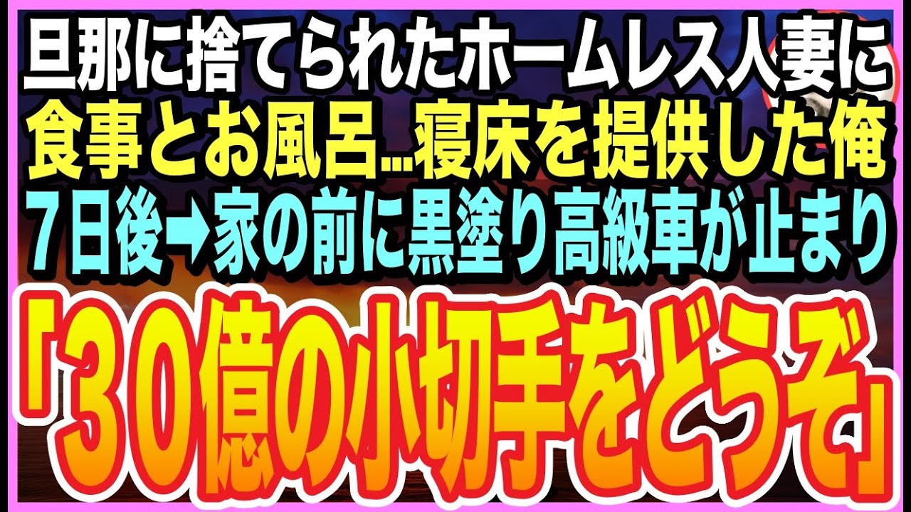 【感動する話】婚活中にボロボロのホームレス美女を助けた俺。7日後➡︎家の前に黒塗り高級車がきて「責任をとってもらいます」「え？」と30億の小切手を渡されてしまい・・・【いい話】【朗読】