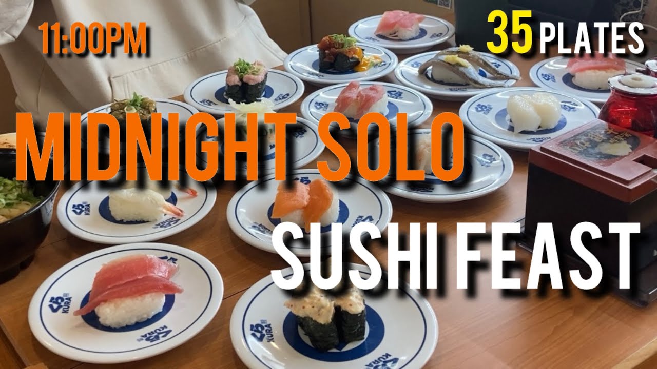 Saturday midnight Sushi Challenge  /  Solo Dinner /  Life in Japan 🇯🇵