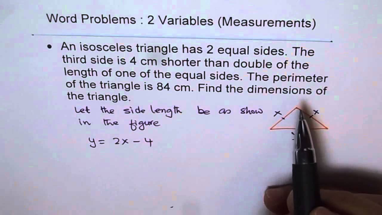 Find Sides of Isosceles Triangle Linear Equations - EDEXCEL - GCSE - SAT