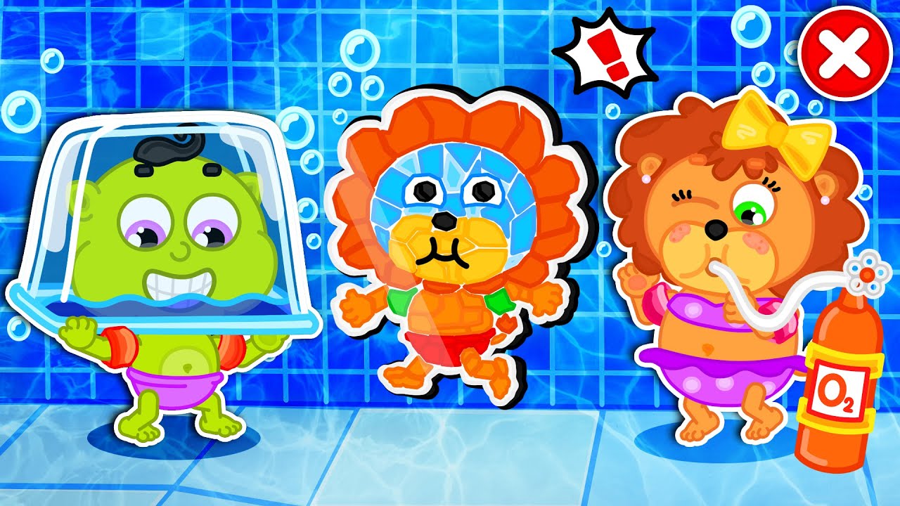 LeonCito | Mosaico en la pared de la piscina | Dibujos animados | Video Para Niños