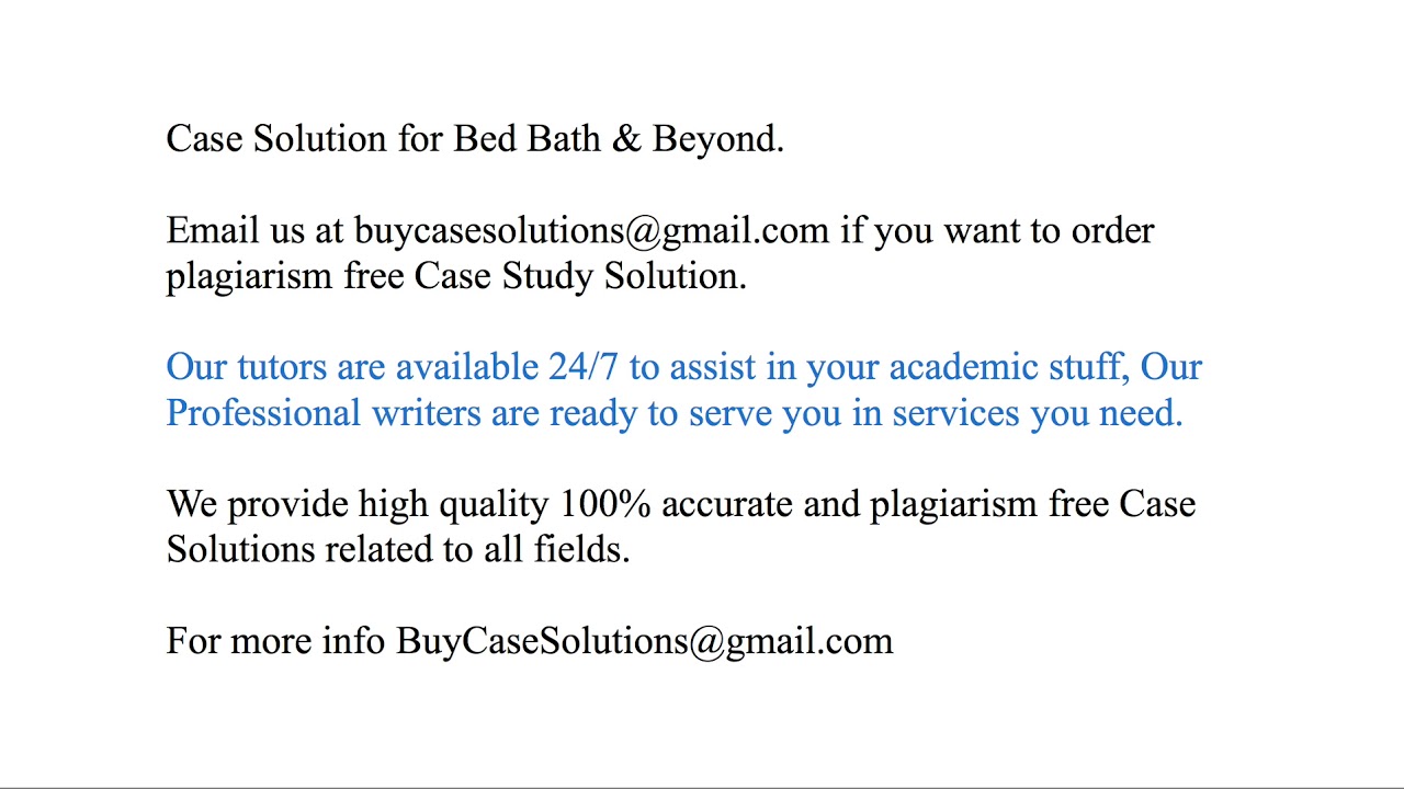 Case Solution Bed Bath & Beyond