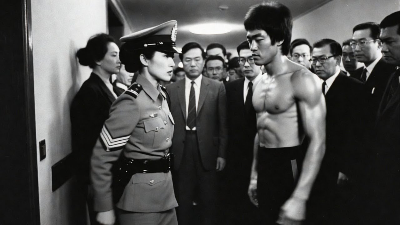 Bruce Lee Crossed Paths With Female Bodyguard Dropped Her Balance In Silence 1970 — Hotel Corridor