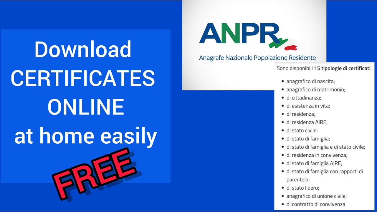 How to download Certificates from ANPR | anpr certificati online | anpr anagrafe