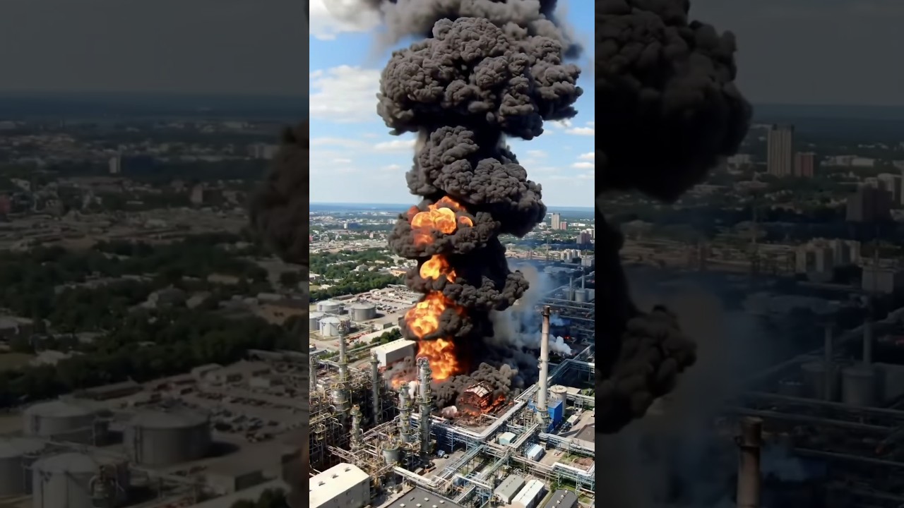 HUGE EXPLOSION at Oil Plant! Fire & Dark Smoke Spreads Over City &ndash; Terrifying Moment!