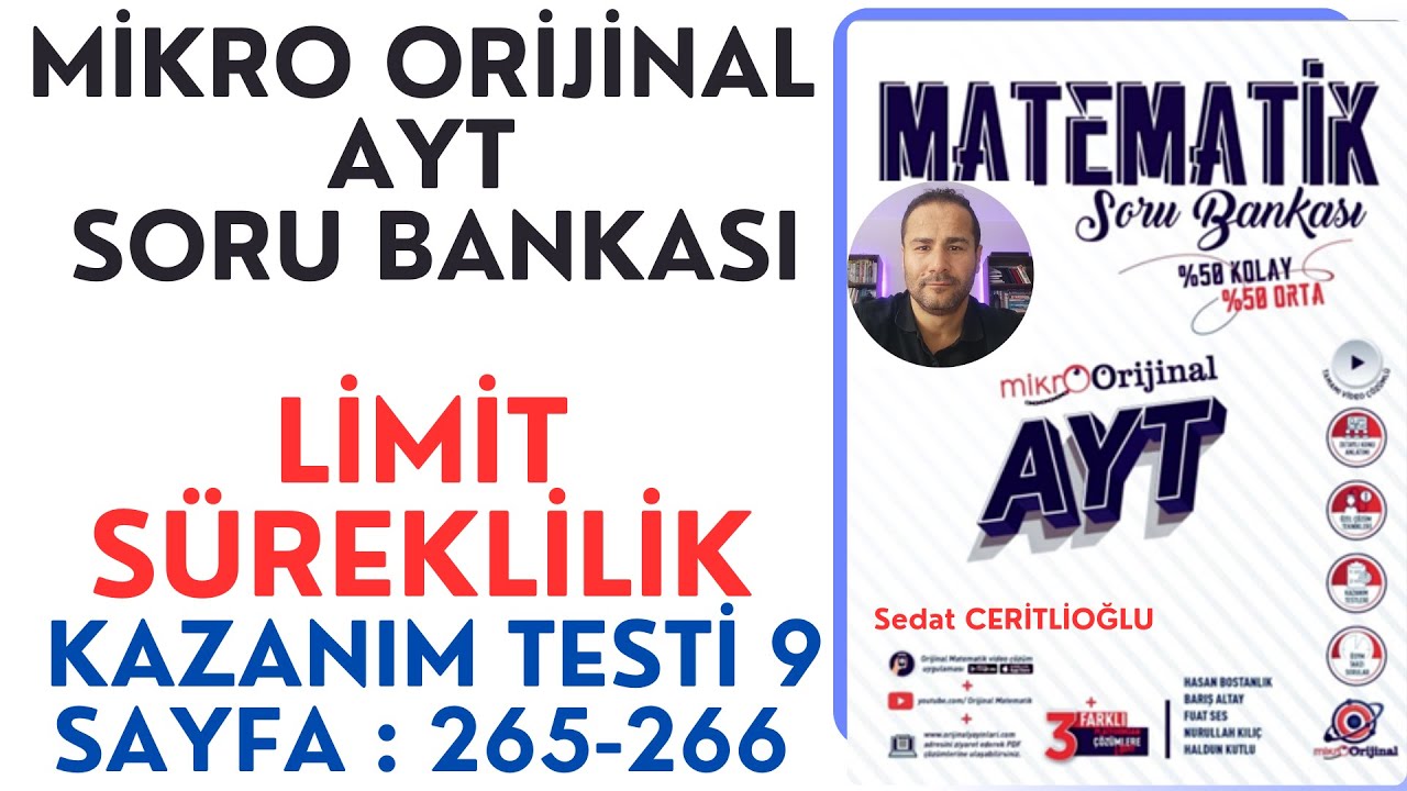 LİMİT SÜREKLİLİK | MİKRO AYT SORU BANKASI SYF:265-266 | #orijinalmatematik  #mikroorijinal # yks2024